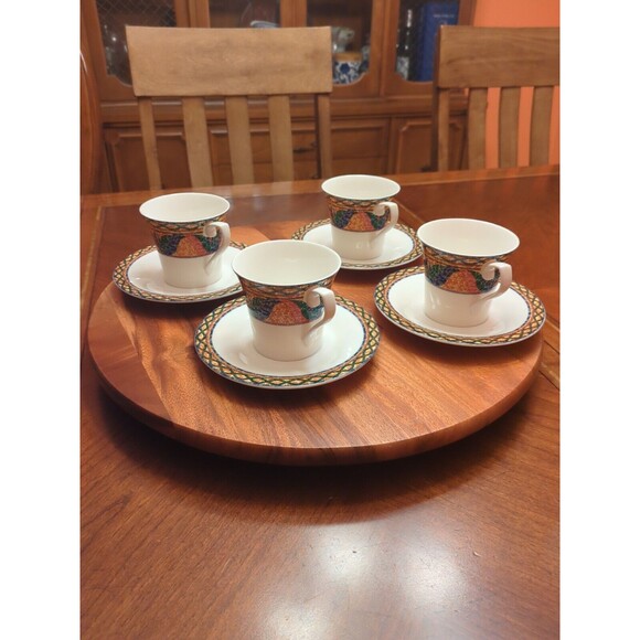 5 MIKASA SAO PAULO CUP & SAUCER SETS ~ MUGS Ultima Mosaic PERFECT CONDITION